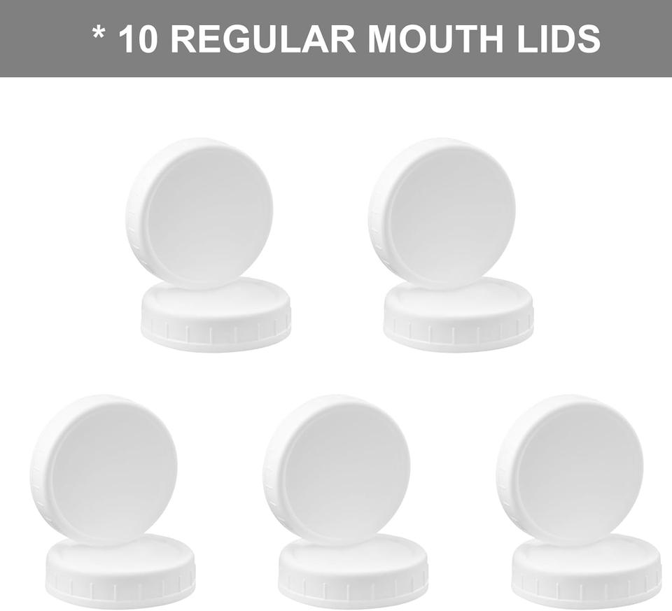 10 Pack REGULAR Mouth Mason Jar Lids for Ball, Kerr and More White