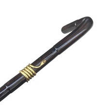 Vintage Antique Bamboo Metal Snake Rattle Brass Tip Fancy Walking Stick Cane