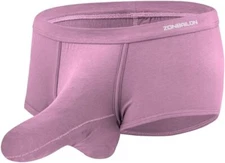 Mens Boxer Briefs Elephant Nose Low Rise Bulge Enhancing Pouch Male Underwear