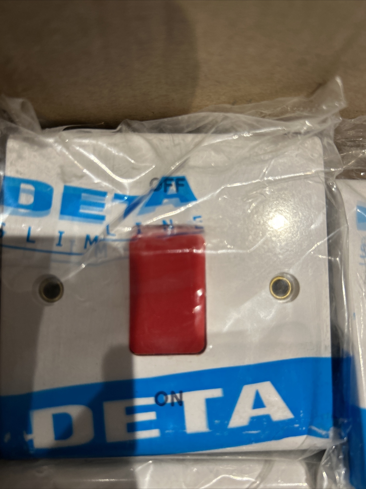 DETA VC1300 / 50A DP SWITCH - RED ROCKER  WHITE VIMARK CURVE RANGE Double Pole