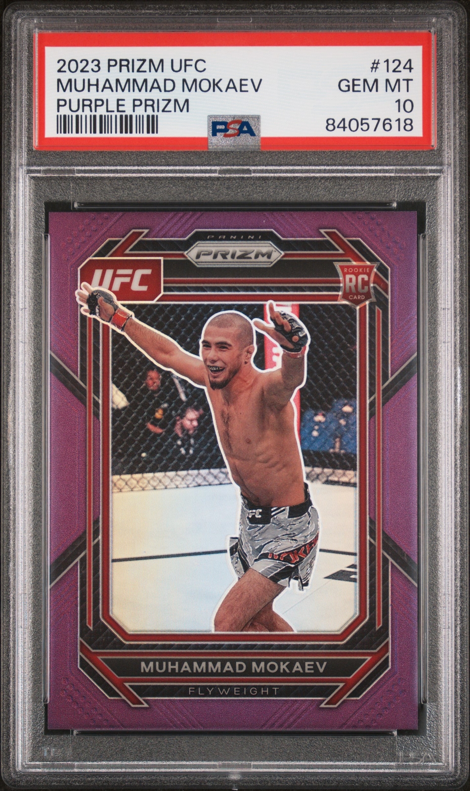 2023 PANINI PRIZM UFC PURPLE PRIZM #124 MUHAMMAD MOKAEV 22/149 PSA 10