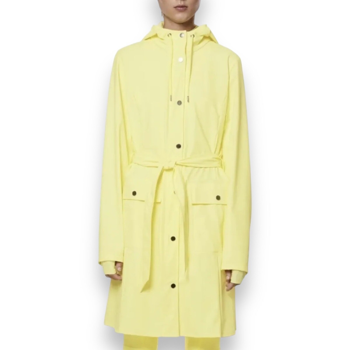 RAINS Jacket WMNS M Straw Yellow Hooded Trench Waterproof