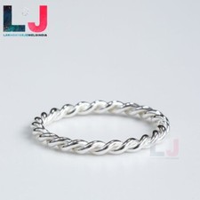 Solid Twisted Band Ring 925 Sterling Silver Ring Handmade Oxide Braided Band LJ4