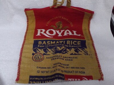 Royal Basmati Rice 2010 Burlap Bag Purse With Zipper 18''x14''