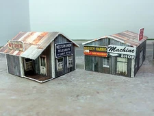 Z Scale Buildings Kit - (3) Weathered Effect Sheds - Cardstock Model Kit SK2