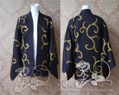 Gintama Takasugi Shinsuke Cosplay Costume Black Kimono Coat Free Shipping