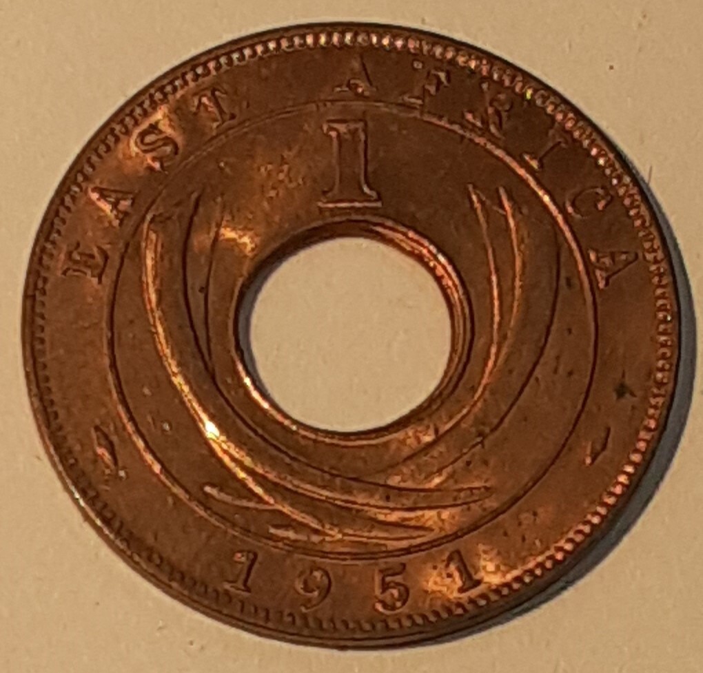 1951 East Africa One Cent George VI w/Center Hole - UNC Coin