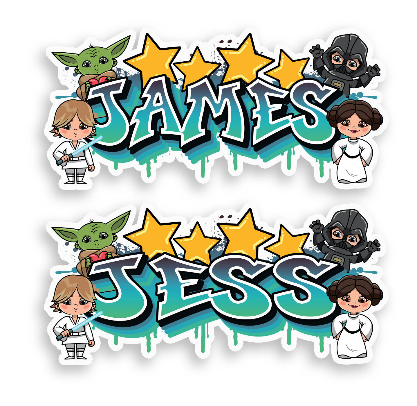 Space Battle Theme Waterproof Gift Laptop Water Bottle Label