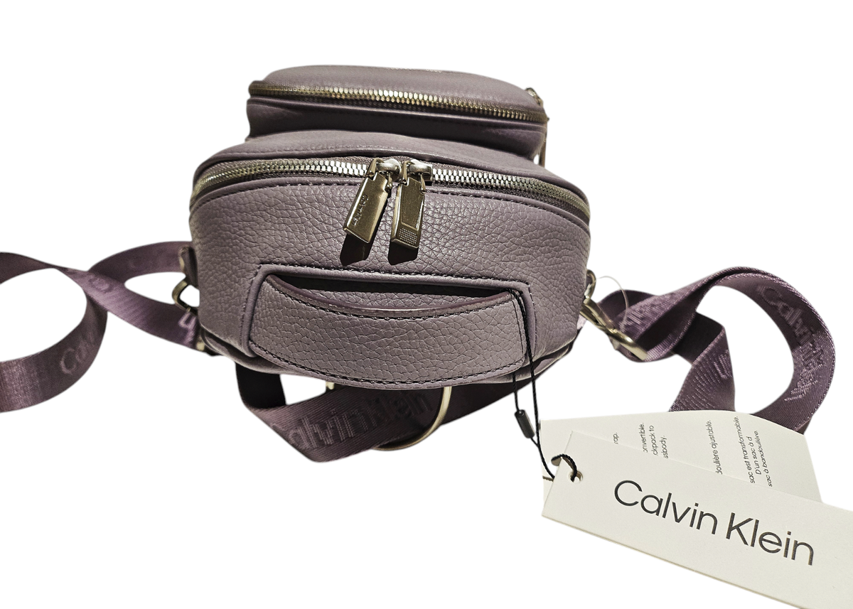 Calvin Klein Lavender Leather Convertible Crossbody Backpack  display picture 1
