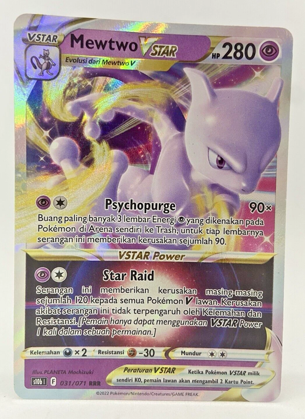 Pokemon Card Indonesia Mewtwo VStar 031/071 RRR Near Mint