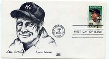 2417 Lou Gehrig, GLEN cachet, Portrait, black  FDC
