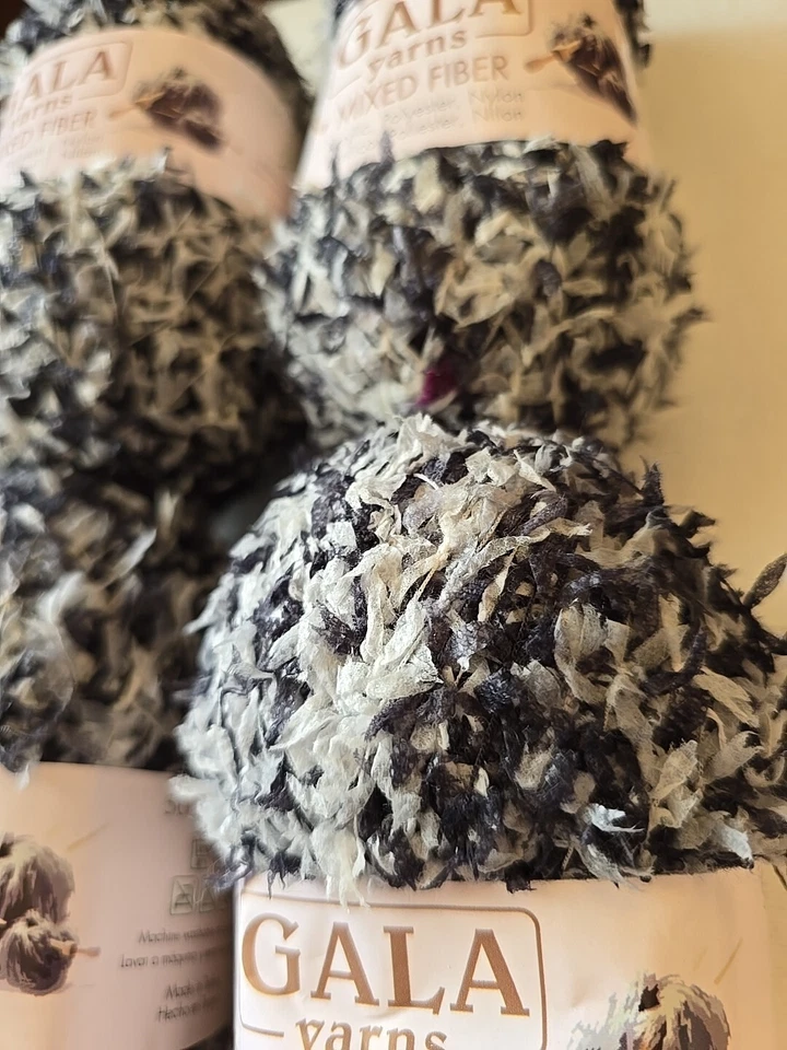 Lote Hilos Gala Fibra Mixta Negro Gris 170gr/6oz Foto 2 de 3