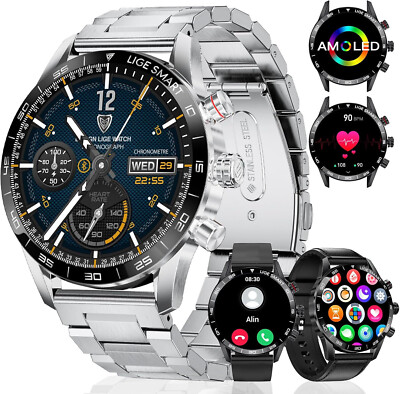 Smartwatch Herren Telefonfunktion Armbanduhr Watch für iPhone Samsung Huawei Tab