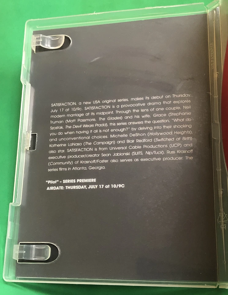 SATISFACTION FYC DVD SCREENER PILOT EPISODE USA EXTRAMARITAL AFFAIR DRAMA SERIES - Image 2 of 4