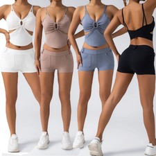 Womens Workout Sets 2 Piece Padded Tank Tops Mid Waist Booty Active Yoga Outfits