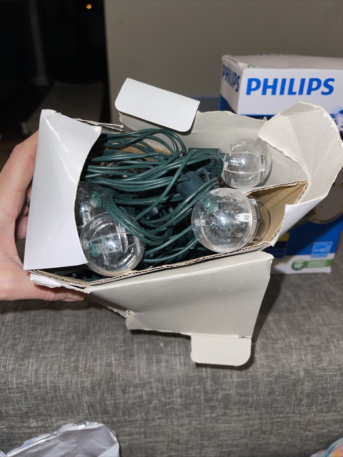 Lot of 2 Philips 25 ct. bulbs LED G40 Globe Lights Warm White 24 ft. eBay