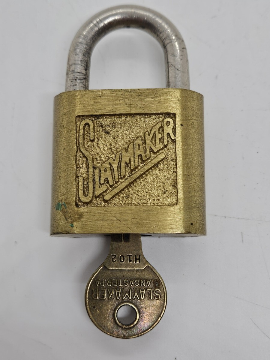 Vintage Working Brass SLAYMAKER Padlock with KEY - Slaymaker Co 