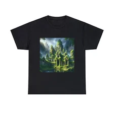 Unisex Adult T Shirt Mystical Forest Ruins Graphic Nature Fantasy Art Abandoned