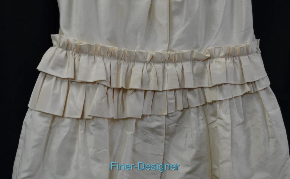 Vestido de Ocasión J Crew Cuts Seda Tafetán Flor Niña Vestido Vestido Nupcial Volantes TALLA 6 NUEVO Foto 3 de 4