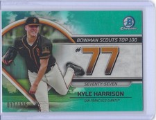 2023 Bowman #BTP-77 Kyle Harrison Bowman Scouts Top 100 Aqua Refractors #/125
