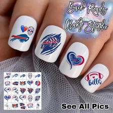 Buffalo Bills Football Waterslide Nail Art Decals Set Of 50 Instructions & Bonus