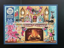 Merry Catmas 500 Pieces Cobble Hill Puzzle Diane Dempsey Christmas Complete
