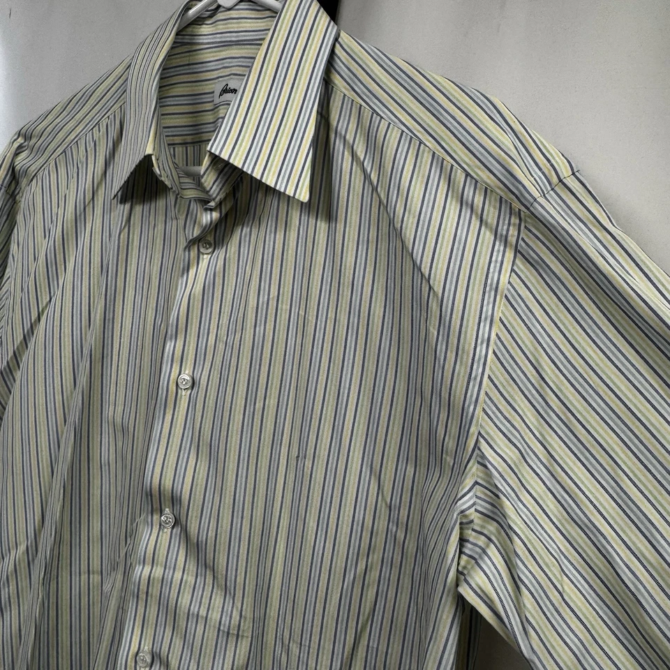 Camisa de vestir Brioni Italia para hombre 42-16,5 rayas manga larga 100 % algodón Foto 4 de 4