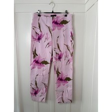 The Limited Stretch Pink Floral Lily Ankle Pants Side Zip Size 8 Cotton Blend