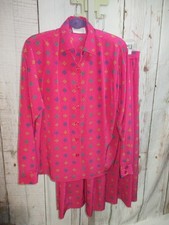 Vtg PENDLETON SOPHISTICATES 14 / L Pink Long Sleeve Shirt Maxi Skirt Suit