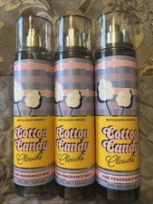 3  Bath & Body Works COTTON CANDY CLOUDS Fine Fragrance Mist Spray 8oz NEW