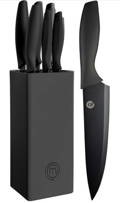 MasterChef Knife Set with Block, 6 Kitchen Knives and a Universal Knife Holder