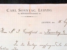 LEIPZIG 1892, Rechnung CARL SONNTAG