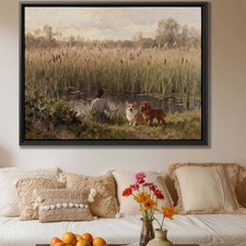 Corgi Cocker Spaniel Dog Artwork Canvas Print Oil Painting Rustic Wall Art Decor