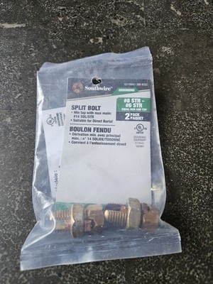 Southwire 65178840 Grounding Copper Alloy Split Bolt #8-#6 STR Equal Run&Tap 2pk