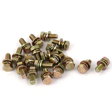 20pcs M8x20mm 8.8 Grade Yellow Zinc Plated Hex Head Bolt Washer