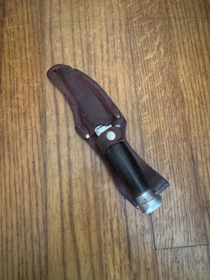 Cuchillo de caza Robeson Shuredge No.1 de colección - mango de cuero apilado - fijo Foto 4 de 4