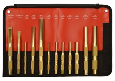 Mayhew Tools 61397 Knurled Brass Punch and Scraper Set, 12 Piece,