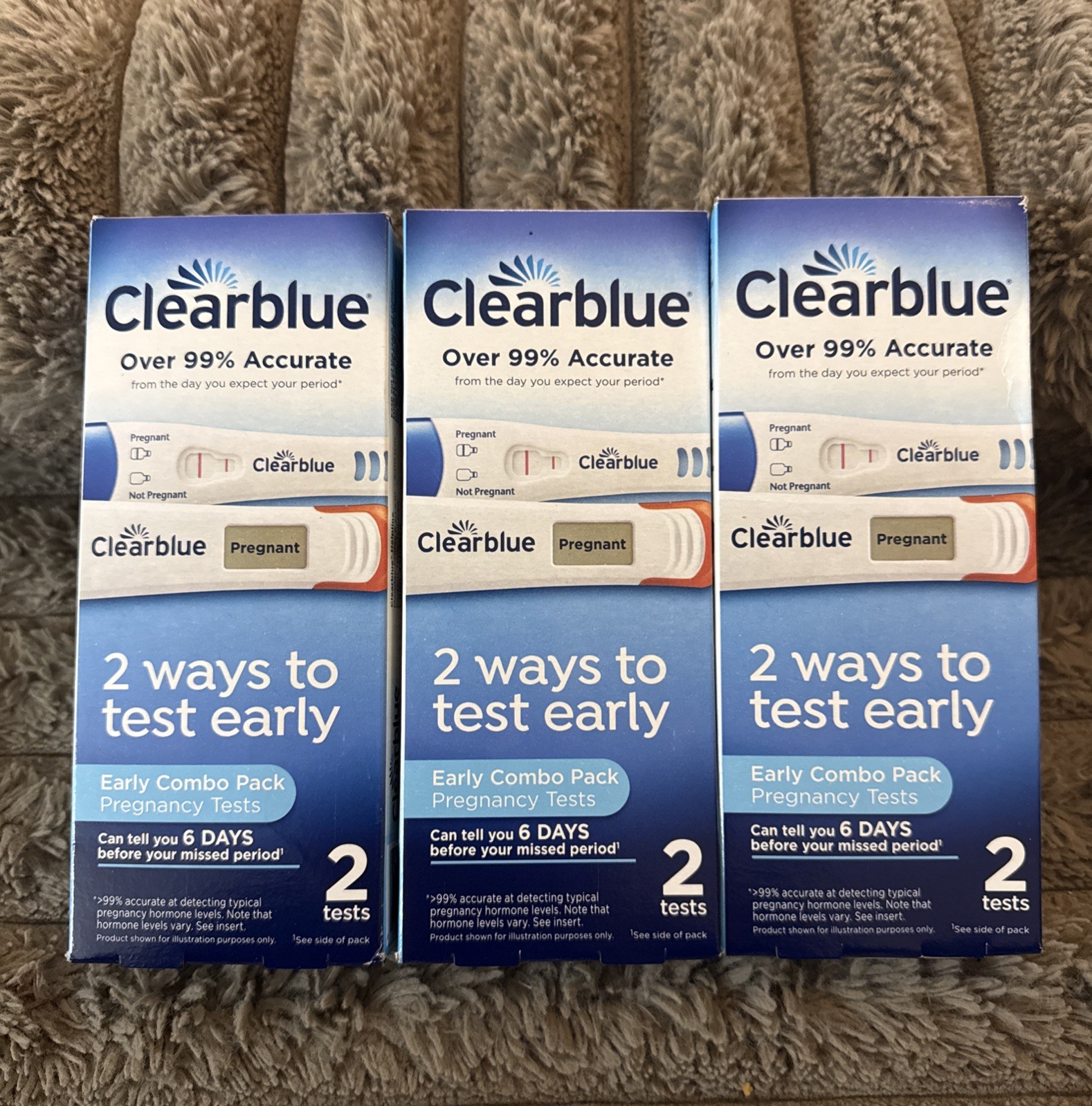 (3) ClearBlue Over 99% Accurate Early Combo Pack Pregnancy Tests - 2 Test Each