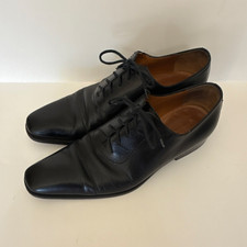 Gucci Men's Black Leather Oxford Dress Shoes US 9 D Square Toe Lace Up