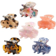 6 PCS Small Hair Claw Clips 1.4 Inch Tortoise Claw Clip for pink, blue, orange