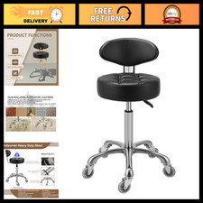 Adjustable Height Rolling Stool With Back Rest - Swivel Chair For Home Office