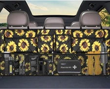 Femuar Car Trunk Organizer,Large Capacity Backseat 42*18 In, Sunflower 