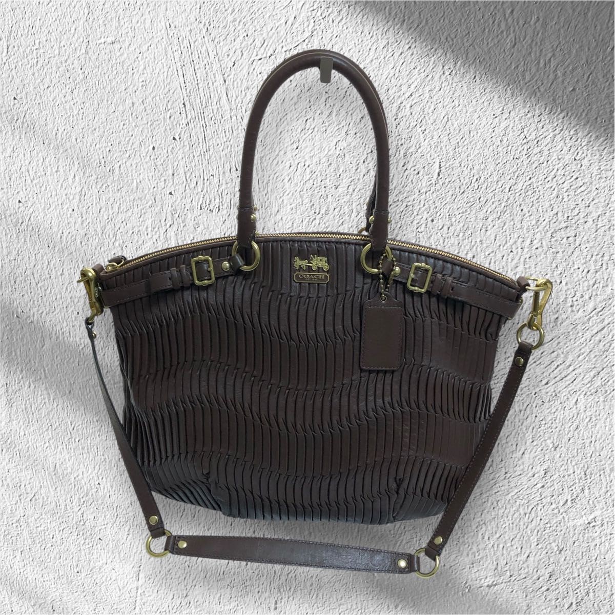 COACH Brown Gathered Shoulder Bag Tote Bag