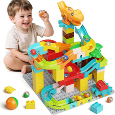 Murmelbahn Bausteine Dinosaurier Spielzeuge, Kinder STEM Spielzeug Kugelbahn Se
