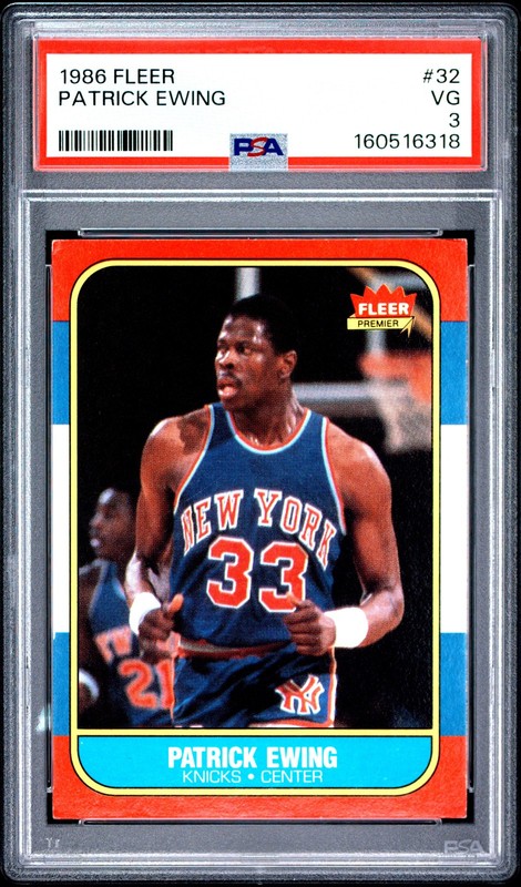 1986 FLEER #32 PATRICK EWING ROOKIE RC PSA 3