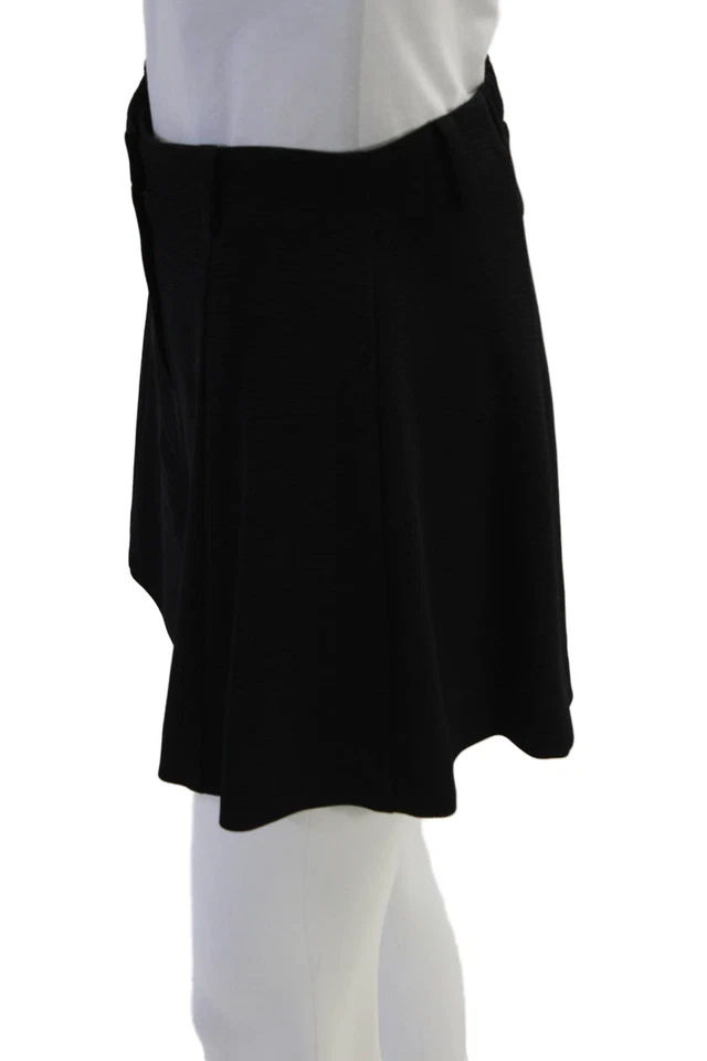 Pantalones Cortos de Vestido Rebecca Minkoff Para Mujer Texturizados Plisados con Cremallera Negros Talla 06 Foto 2 de 4