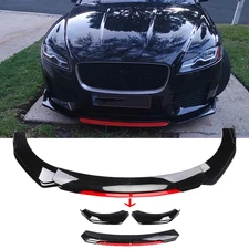 Front Bumper Lip Spoiler Splitter Body Kit Glossy Black Red For Jaguar XFR-S XE