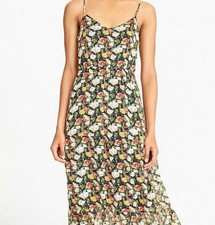 J CREW Mercantile Tiered Maxi Dress Women 8/10 Floral Chiffon Sleeveless Flowy