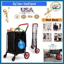 Small Folding Shopping Cart with Removable Waterproof Liner 70lb Capacity Red