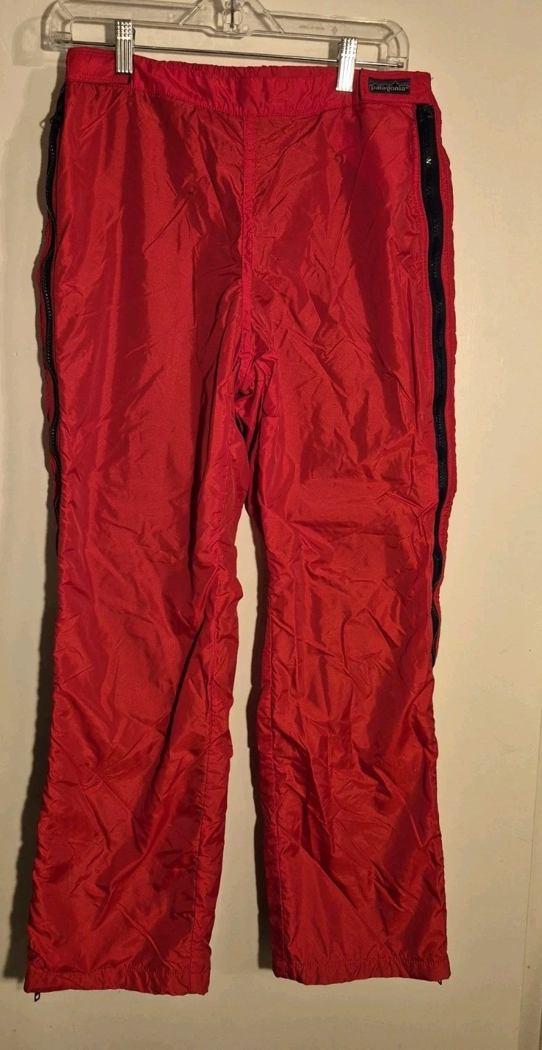 💥 Vintage Patagonia Med Nylon Lined Red Made in USA Men's Snow Pants Z1